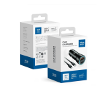 BLUE STAR car charger 3A 25W Type C + USB A + cable Type C to Lightning PD QC3.0 AFC PPS black