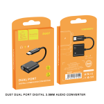 DENMEN DU07 DUAL PORT ADAPTER TYPE-C + 3.5mm black
