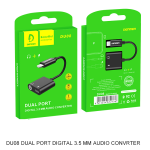 DENMEN DU08 DUAL PORT ADAPTER LIGHTNING + 3.5mm black