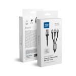 BLUE STAR braided cable 2,4 A 3in1 USB A to Lightning / Micro USB / Type C TFK-DC- 010 1,2 m black