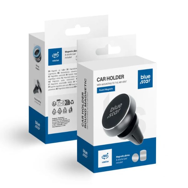 BLUE STAR magnetic car holder for air vent ROUND MAGNETIC black