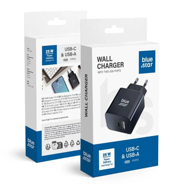 BLUE STAR travel charger Type C PD QC4.0 3A 25W TFB-TC-25WPD black