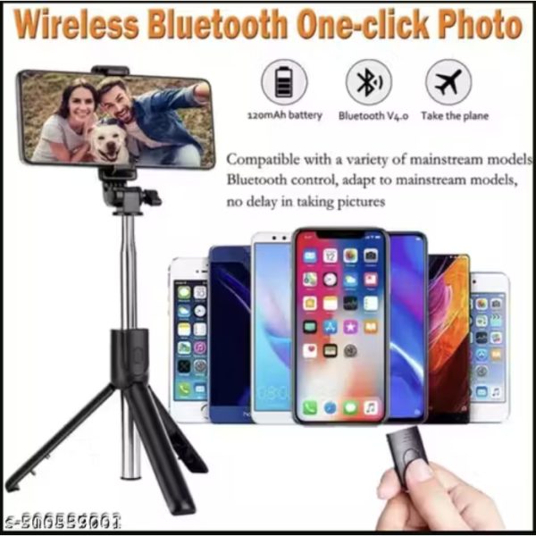 Combo Selfie Stick With Tripod and Remot Control Bluetooth R1 Black