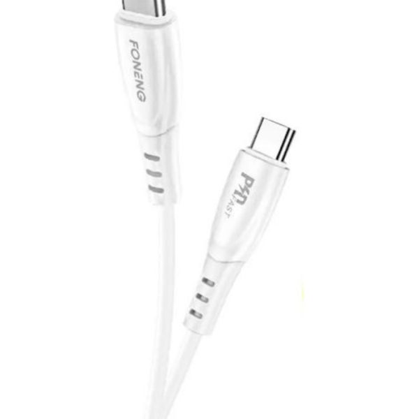 FONENG USB TYPE C - USB TYPE C CABLE 3A 60W 1 M POWER DELIVERY QUICK CHARGE X73 white ΚΑΛΩΔΙΟ