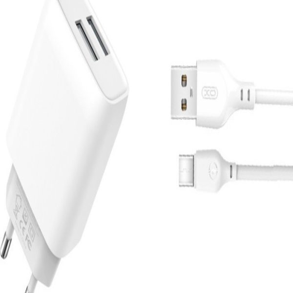 XO TRAVEL CHARGER L57 EU + TYPE C - CABLE 2.4A white ΦΟΡΤΙΣΤΗΣ
