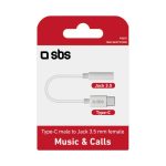 SBS AUDIO CABLE TYPE C TO JACK 3.5 FEMALE 9cm white - Image 2