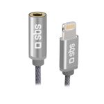 SBS AUDIO CABLE MFI LIGHTNING TO JACK 3.5 FEMALE 15cm silver