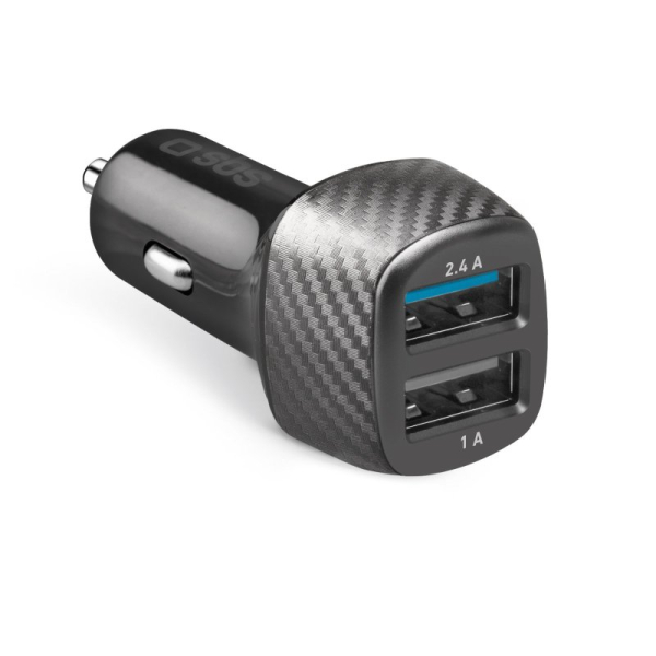 sbscarchar_6318658 SBS CAR CHARGER 2 USB PORTS 12W 2.4A black - Image 1