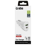 SBS CAR CHARGER 2 PORTS USB/TYPE C PD 20W white - Image 2