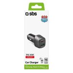 SBS CAR CHARGER 2 PORTS USB/TYPE C PD 25W black - Image 3