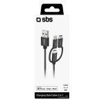 SBS DATA CABLE MFI 3 ΙΝ 1 TYPE C / MICRO USB / LIGHTNING 1.2m black - Image 2