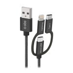 SBS DATA CABLE MFI 3 ΙΝ 1 TYPE C / MICRO USB / LIGHTNING 1.2m black