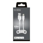 SBS DATA CABLE MFI USB to LIGHTNING SPIRAL 0.5m white - Image 6