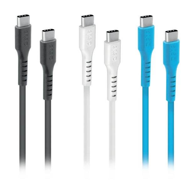sbspiecesd_6332893 SBS 3 PIECES DATA CABLE TYPE C to TYPE C 1.2m black / blue / white - Image 1