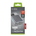 SBS POWERBANK 5000 mAh COMPATIBLE WITH MAGSAFE 15W TYPE C 20W silver - Image 2