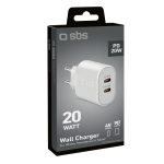 SBS TRAVEL CHARGER 2 PORTS TYPE C PD 20W white - Image 2