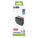SBS TRAVEL CHARGER 2 PORTS USB 2.1A & PD 45W black - Image 2