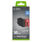 SBS TRAVEL CHARGER 30W 1X TYPE C + 1X USB PORTS black - Image 2