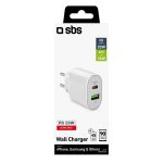 SBS TRAVEL CHARGER 2 PORTS USB/TYPE C PD 20W white - Image 3