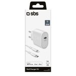 SBS TRAVEL CHARGER MFI PD 20W + DATA CABLE TYPE C to LIGHTNING 1m white - Image 2