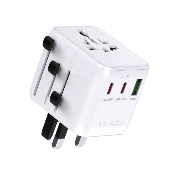 sbsunivers_6283805 SBS UNIVERSAL ADAPTER 2500W EUROPE/USA/ASIA/AFRICA PLUGS USB/ 2X TYPE C PORTS - Image 1