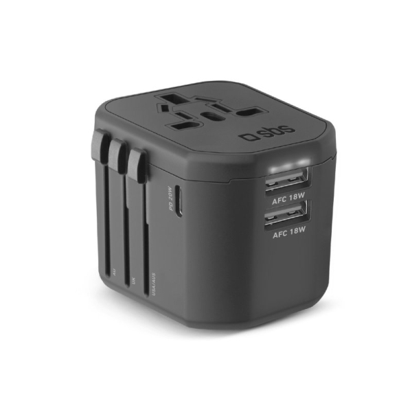 sbsunivers_6295811 SBS UNIVERSAL TRAVEL CHARGER PD AFC 1840W EU/UK/US/AUS black - Image 1