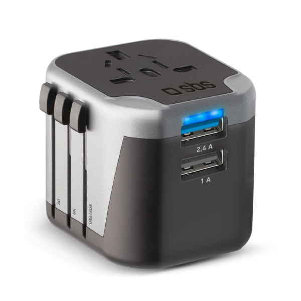 sbsunivers_6316998 SBS UNIVERSAL TRAVEL CHARGER 12W EU/UK/US/AUS black - Image 1