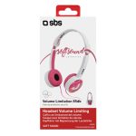 SBS WIRED HEADPHONE KIDS FOLDABLE WITH VOLUME LIMITATION 85 db pink white - Image 2