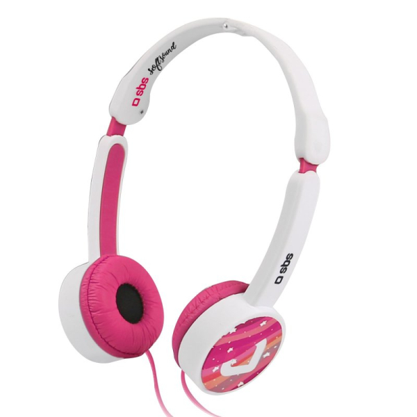 sbswiredhe_6332634 SBS WIRED HEADPHONE KIDS FOLDABLE WITH VOLUME LIMITATION 85 db pink white - Image 1