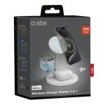 SBS WIRELESS CHARGER MFI QI2 3 IN 1 STATION 15W white - Image 2