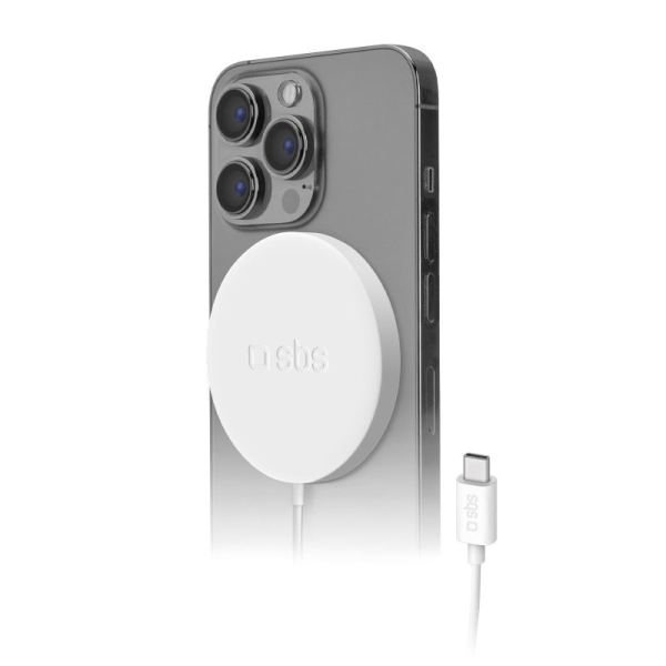 sbswireles_6304785 SBS WIRELESS CHARGER MAG FOR ANDROID & IPHONE 15W white - Image 1
