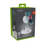 SBS WIRELESS CHARGER QI 2 IN 1 STAND 15W white - Image 2