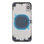 Apple iPhone X - Back battery door cover middle frame housing with small parts Black HQ OEM with Logo