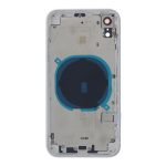 Apple iPhone XR - Back battery door cover middle frame housing with small parts White HQ OEM without Logo