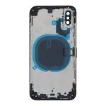 Apple iPhone XS - Back battery door cover middle frame housing with small parts Black HQ OEM with Logo