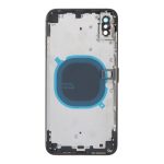 Apple iPhone XS Max - Back battery door cover middle frame housing with small parts Black HQ OEM with Logo