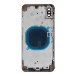 Apple iPhone XS Max - Back battery door cover middle frame housing with small parts White HQ OEM with Logo