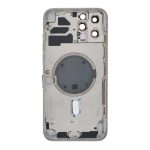 Apple iPhone 12 Pro Max - Back battery door cover middle frame housing with small parts Silver OEM with Logo