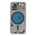 Apple iPhone 13 Mini - Back battery door cover middle frame housing with small parts White OEM with Logo