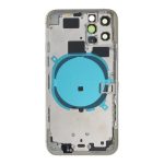 Apple iPhone 11 Pro - Back battery door cover middle frame housing with small parts White OEM with Logo