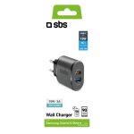 SBS TRAVEL CHARGER 2 PORTS USB/TYPE C 5.1A black - Image 4