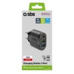 SBS TRAVEL CHARGER 3 PORTS USB/USB/TYPE C PD 30W black - Image 3