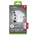 SBS UNIVERSAL ADAPTER 2500W EUROPE/USA/ASIA/AFRICA PLUGS USB/ 2X TYPE C PORTS - Image 6