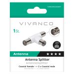 VIVANCO AERIAL SPLITTER COAX SOCKET ADAPTER 2 WAY 2 MALE 1 FEMALE - Image 2