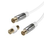 VIVANCO ANTENNA CABLE 2m COAX PLUG-COAX SOCKET FERRITE 110 dB WITH ADAPTER white