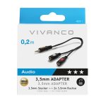 VIVANCO AUDIO CONNECTION CABLE 3.5mm TO 2X 3.5mm GOLD PLATED 0.2m - Image 2
