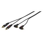 VIVANCO AUDIO CONNECTION GOLD PLATTED CABLE 2x RCA to 2x ANGLED RCA 1.5m black