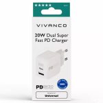 VIVANCO TRAVEL CHARGER 20W PD 3.0 2xPORTS white - Image 3