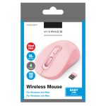 VIVANCO WIRELESS MOUSE OPTICAL ERGONOMIC DESIGN AND SILENT CLICK pink