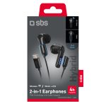 SBS WIRELESS TWS ENC / WIRED EARPHONES TYPE C 2 in 1 black - Image 2